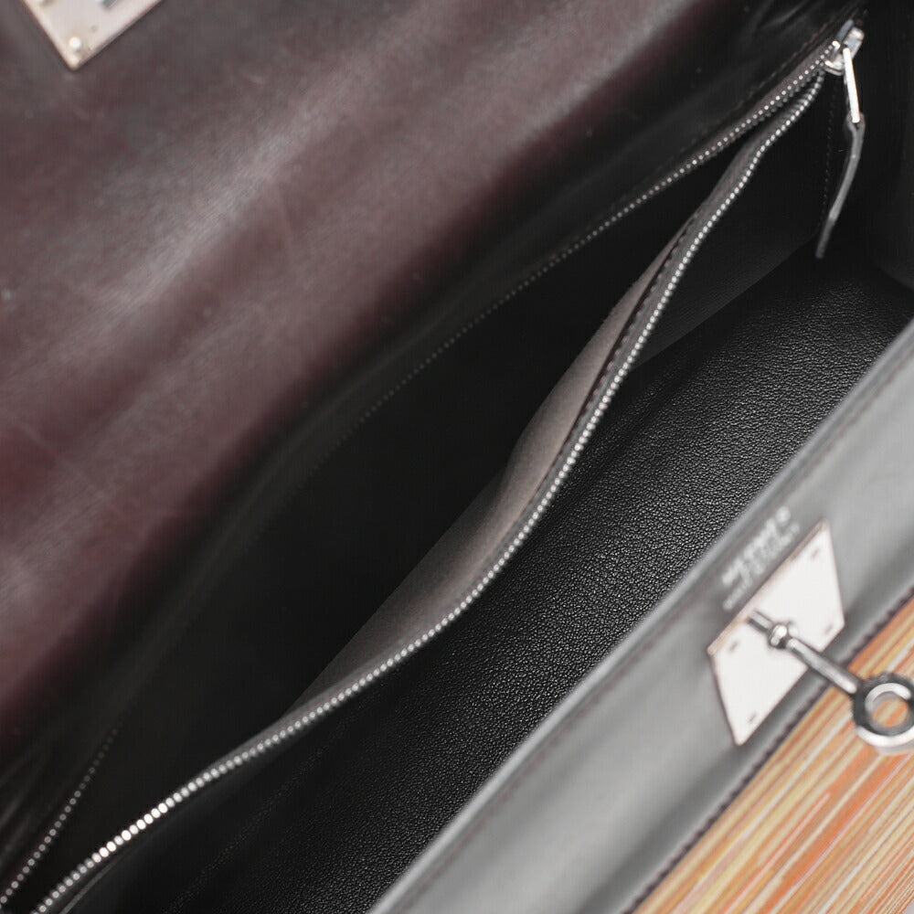 HERMES Kelly 32 Handbag Inseam Vibrato x Gulliver 2way Brown x Multicolor Silver-Tone Hardware, Pre-Owned