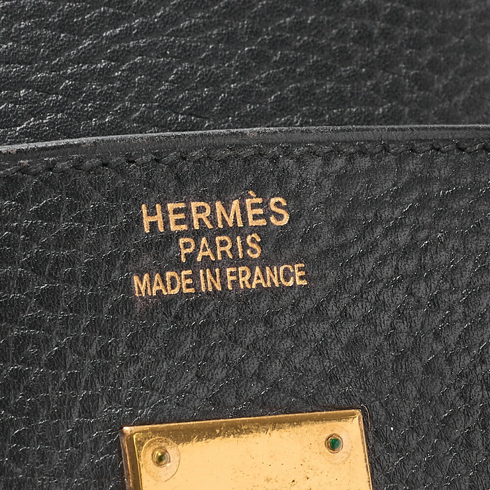 HERMES Birkin 35 Trion Handbag Black Gold-Tone Hardware, Pre-Owned
