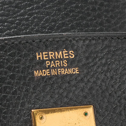 HERMES Birkin 35 Trion Handbag Black Gold-Tone Hardware, Pre-Owned