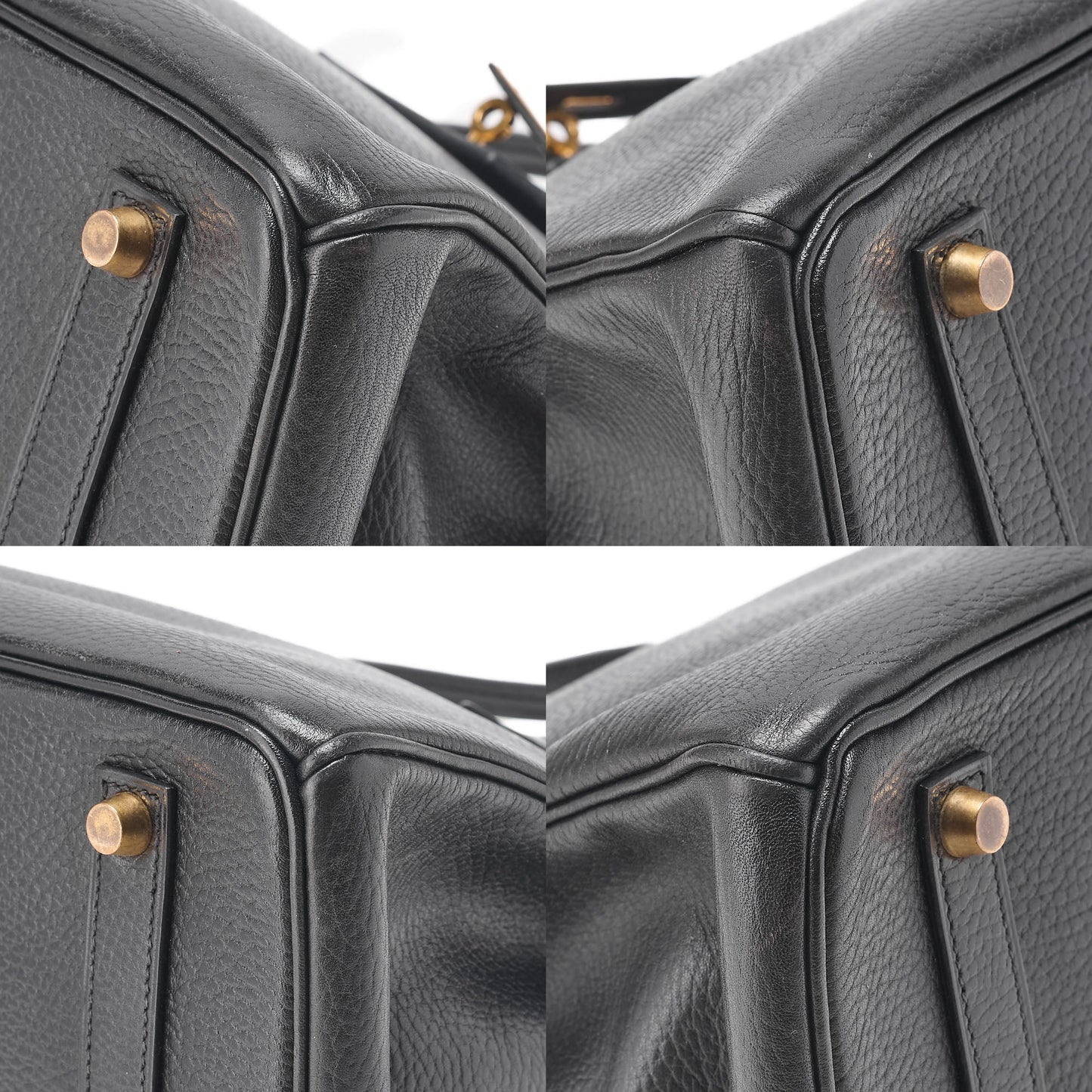 HERMES Birkin 35 Trion Handbag Black Gold-Tone Hardware, Pre-Owned