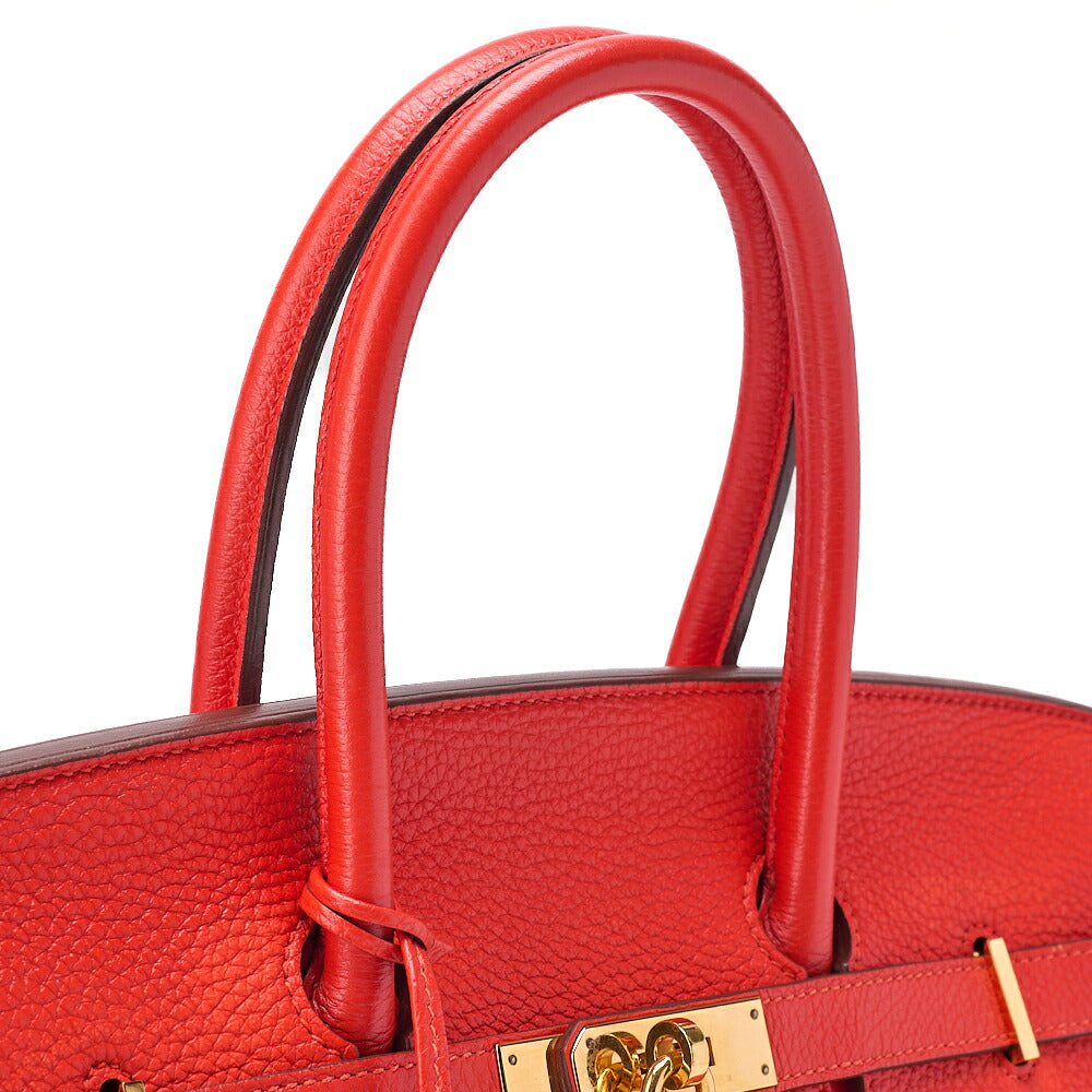 Hermes Birkin 35 Taurillon Handbag Rouge Pievoine Gold-Tone Hardware, Pre-Owned
