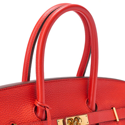 Hermes Birkin 35 Taurillon Handbag Rouge Pievoine Gold-Tone Hardware, Pre-Owned