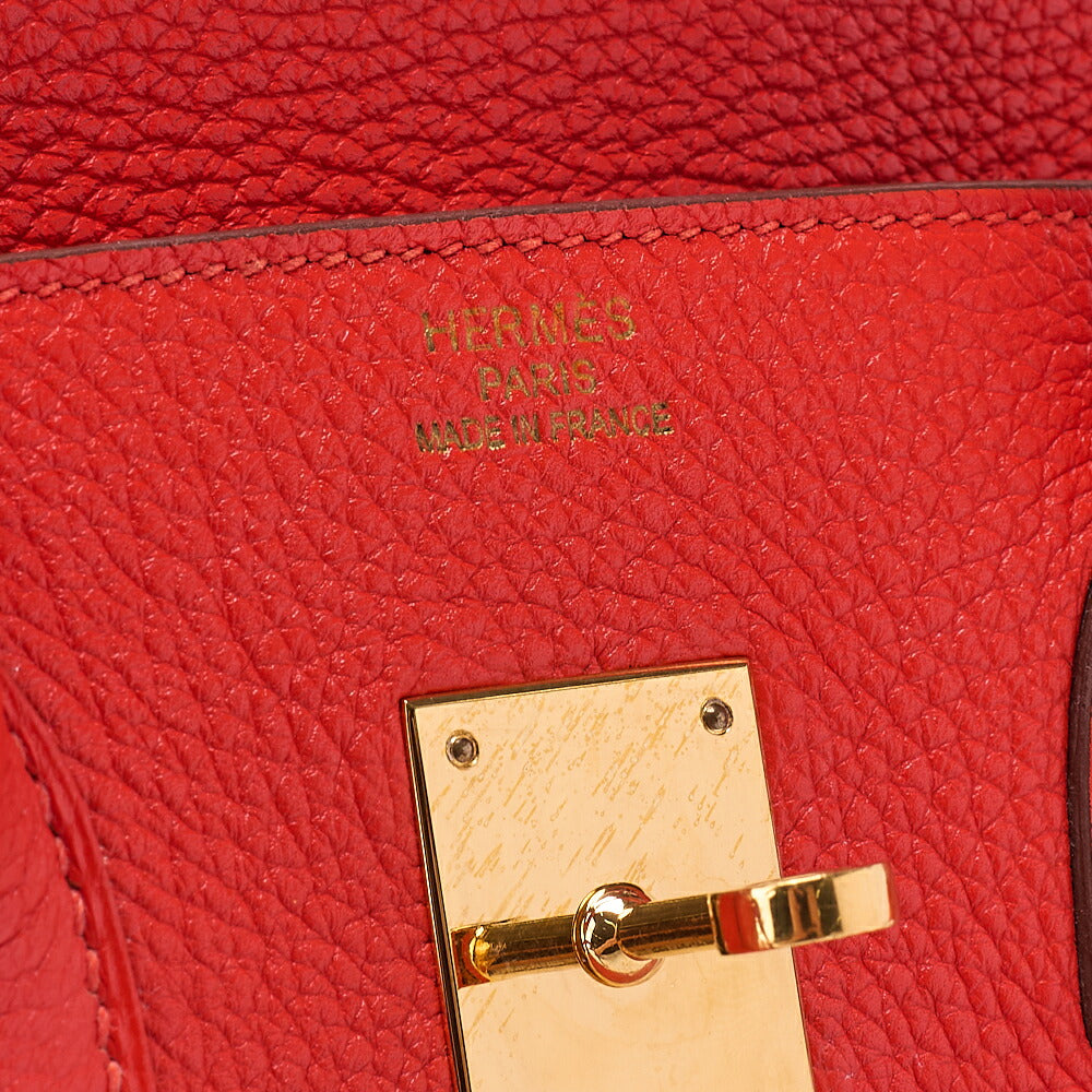 Hermes Birkin 35 Taurillon Handbag Rouge Pievoine Gold-Tone Hardware, Pre-Owned